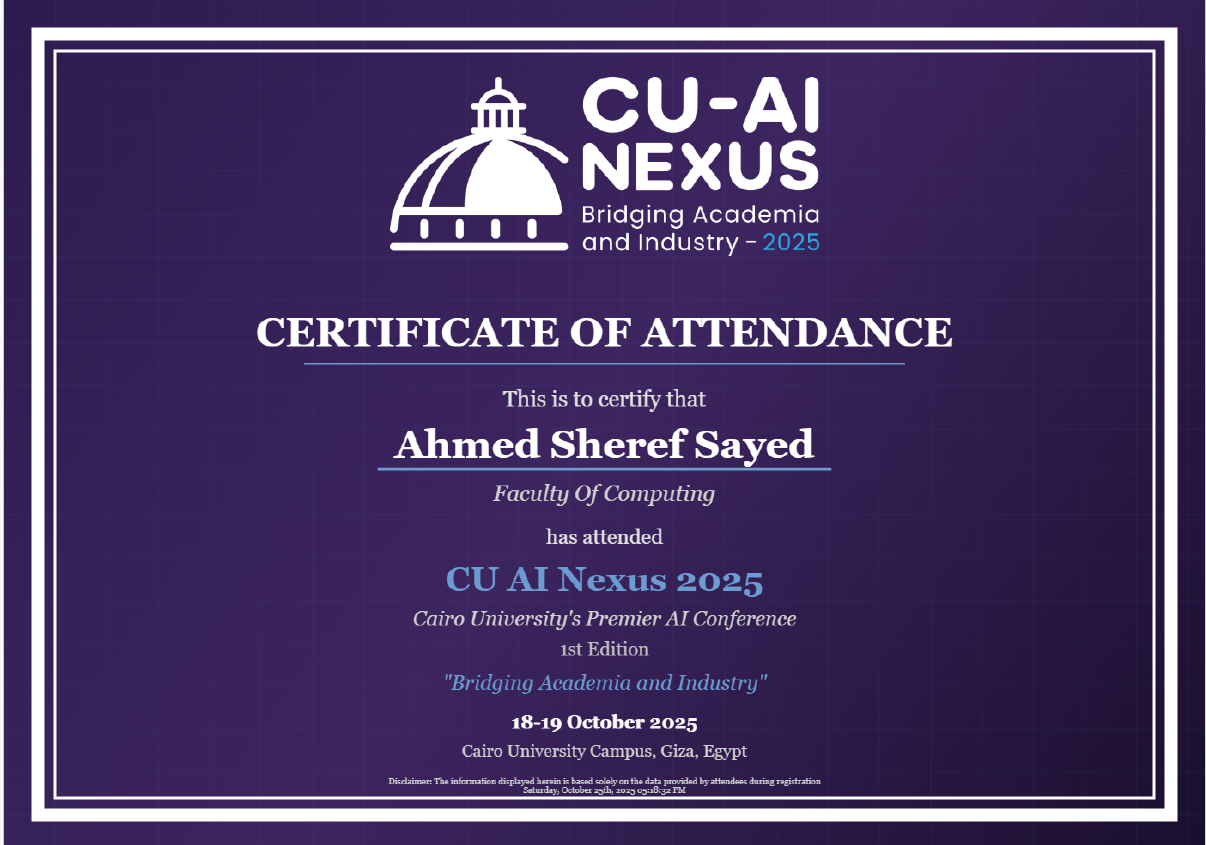 CU AI Nexus 2025 certificate image