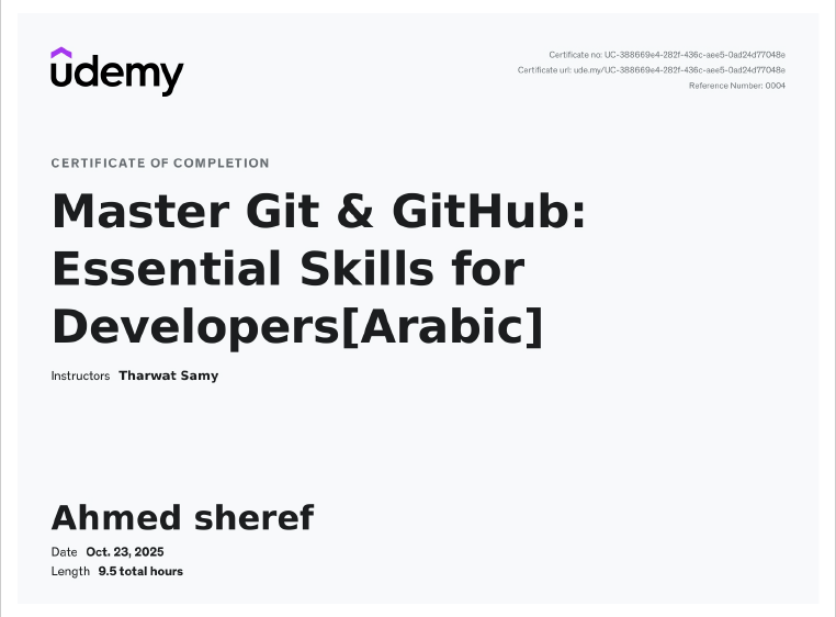Master Git & GitHub Udemy certificate image
