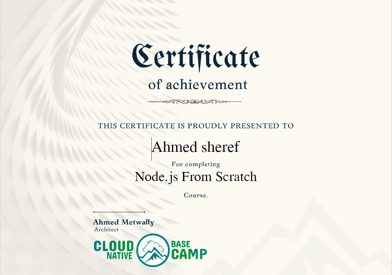 Node.js from Scratch certificate image