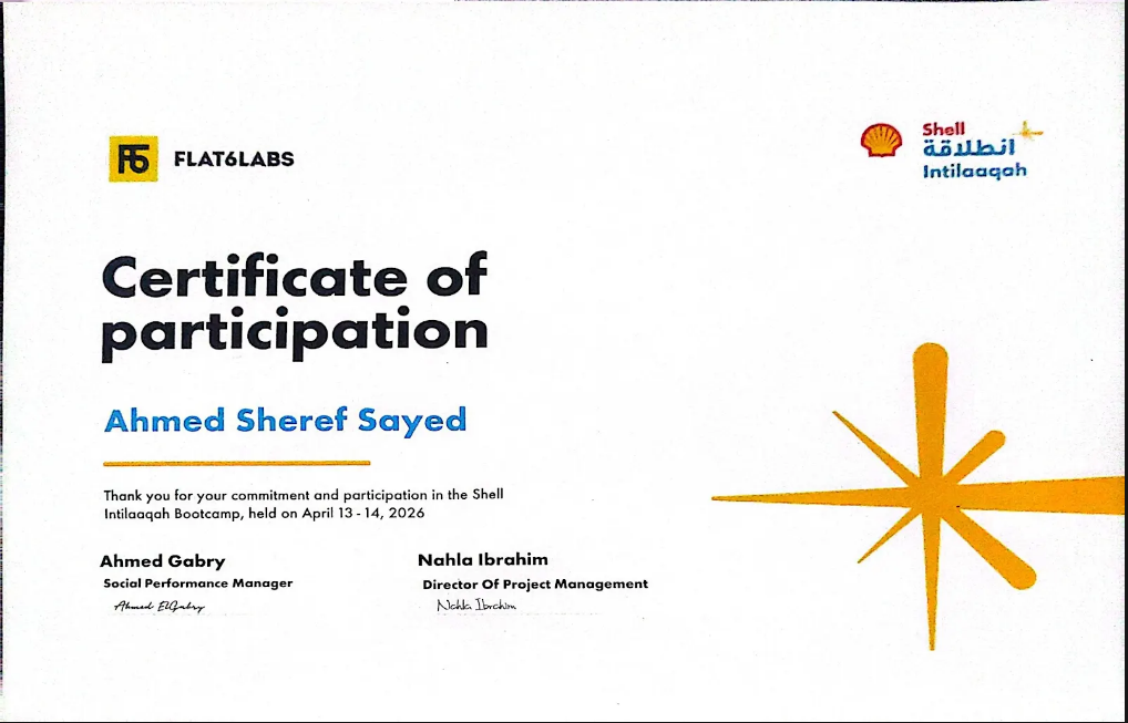 Shell Intilaaqah Bootcamp certificate image